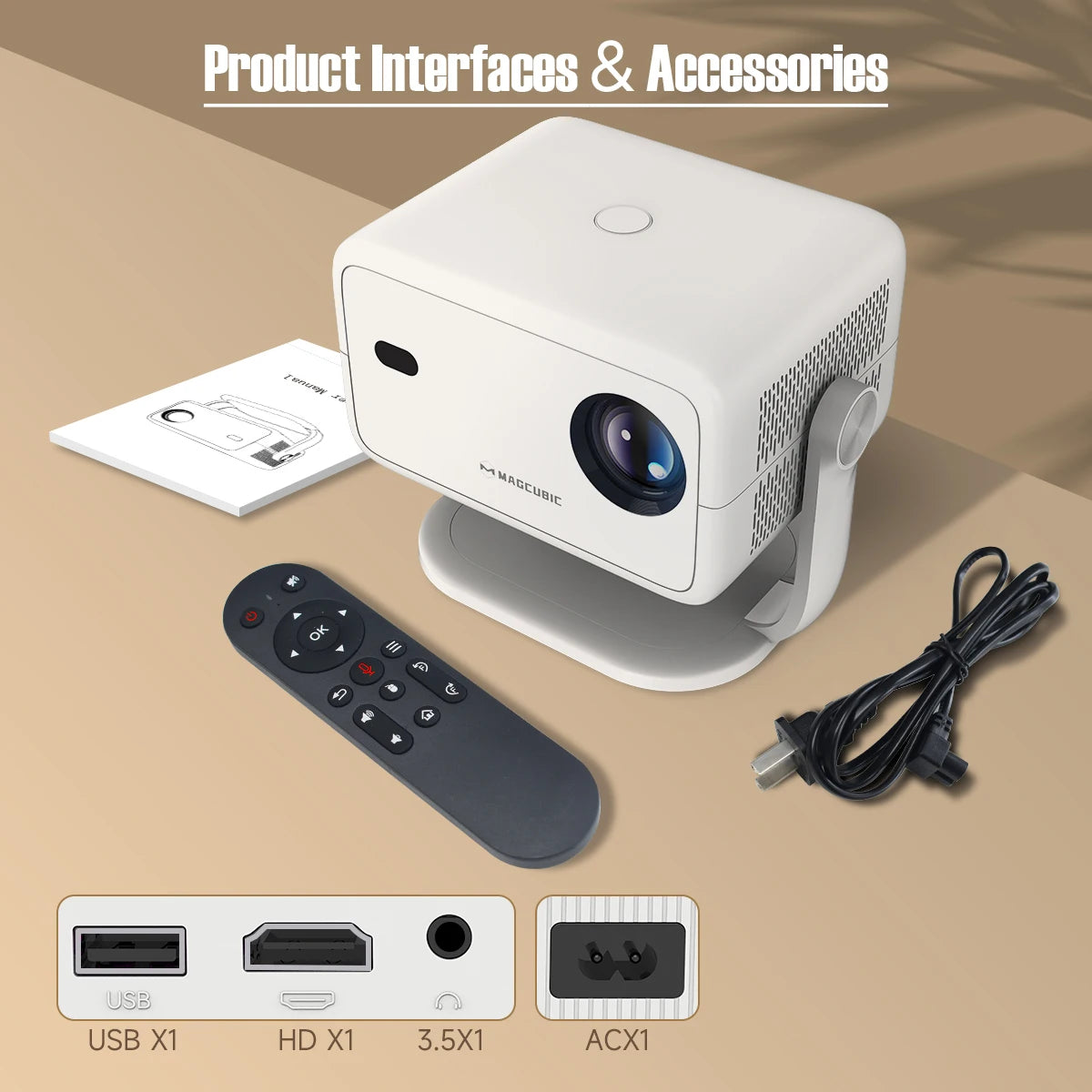 Magcubic L018 Projektor 1080P – 650 ANSI, Android 14, WiFi 6, Auto Keystone