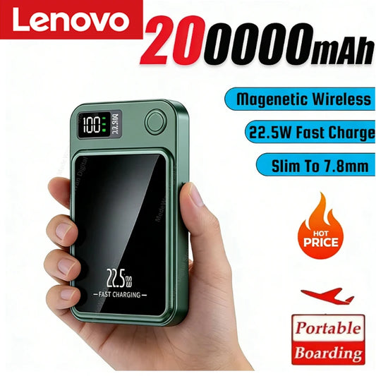 Lenovo Magnetyczny Power Bank – Bezprzewodowe Ładowanie 22.5W, do 200000mAh