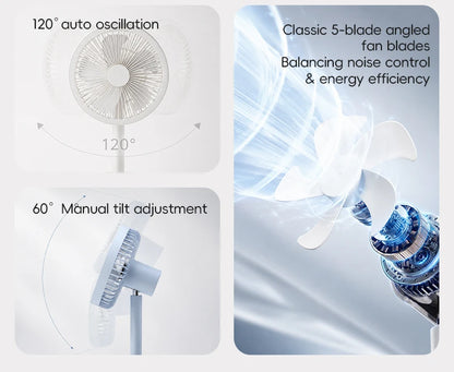 KINSCOTER Smart Desk Fan – 4000mAh, 5 prędkości, cicha praca