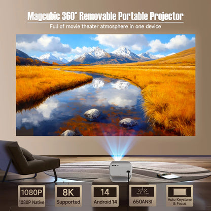 Magcubic L018 Projektor 1080P – 650 ANSI, Android 14, WiFi 6, Auto Keystone