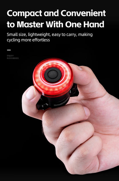 ROCKBROS Smart Bike Tail Light – IPX6 Waterproof, USB-C Rechargeable
