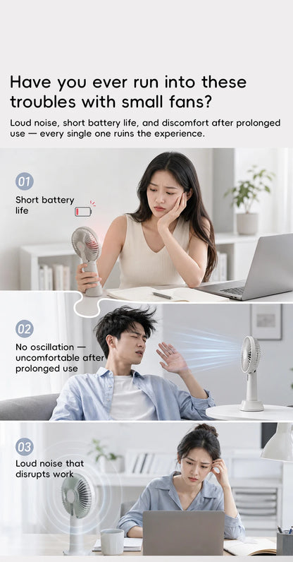 KINSCOTER Smart Desk Fan – 4000mAh, 5 prędkości, cicha praca