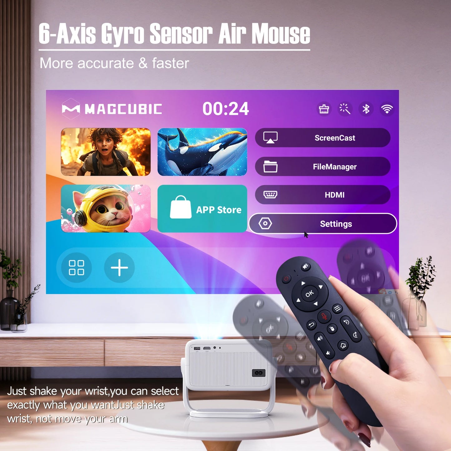 Magcubic L018 Projektor 1080P – 650 ANSI, Android 14, WiFi 6, Auto Keystone