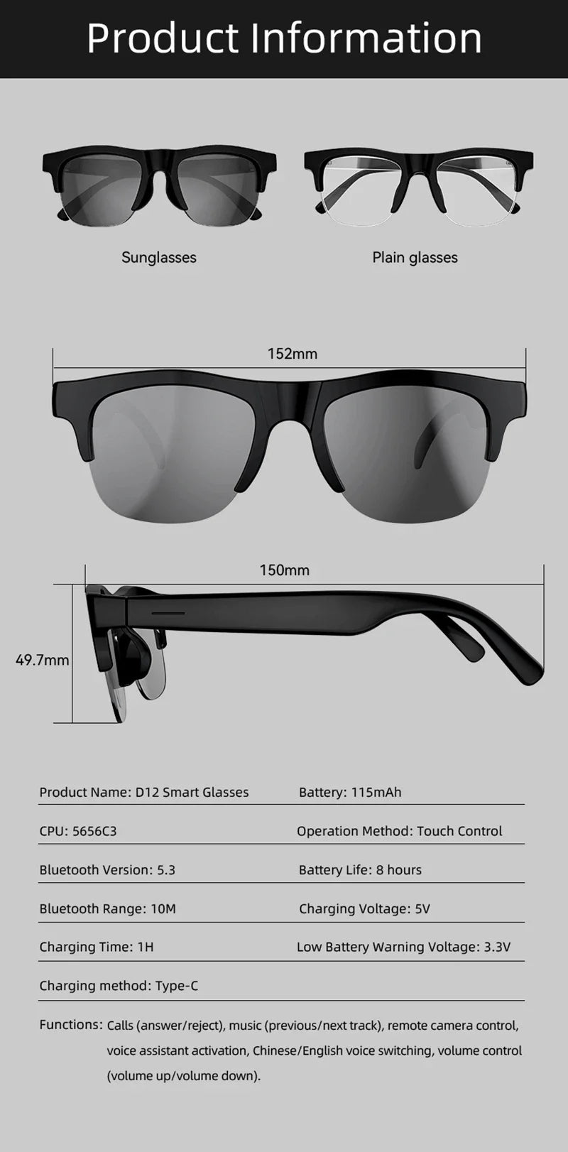 Lenovo 8K AI Smart Glasses D12 – Tłumaczenie AI, ChatGPT, Rozmowy, Muzyka