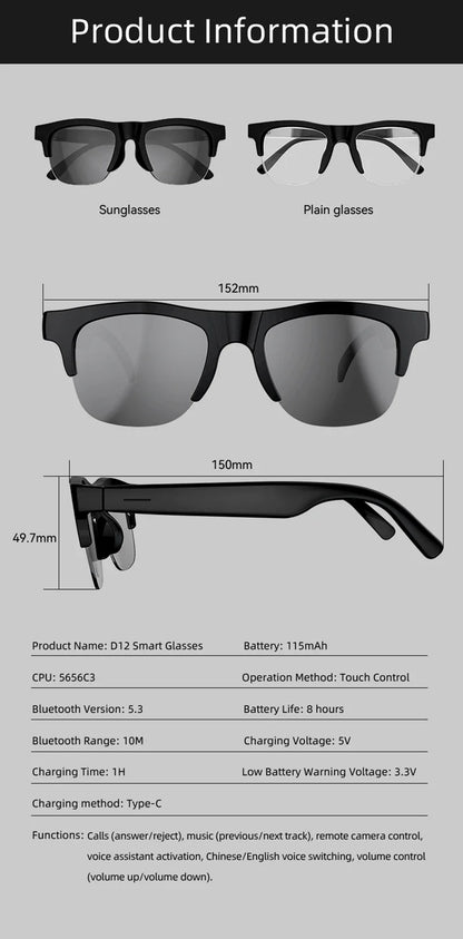 Lenovo 8K AI Smart Glasses D12 – Tłumaczenie AI, ChatGPT, Rozmowy, Muzyka