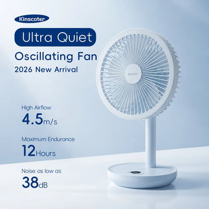 KINSCOTER Smart Desk Fan – 4000mAh, 5 prędkości, cicha praca