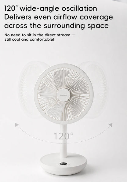 KINSCOTER Smart Desk Fan – 4000mAh, 5 prędkości, cicha praca
